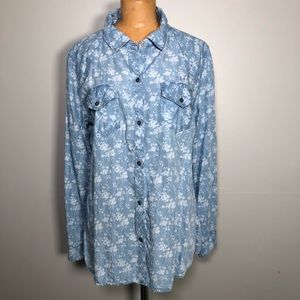 Rails long sleeve button front chambray shirt